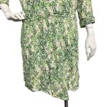CAbi Leaf Print Faux Wrap Dress Womens Medium V-neck Collared Botanical Tropical Photo 2