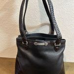 Brighton Leather Shoulder Purse 2 Compartments. Embossed Croc Skin. Blk/ Brown Photo 1