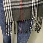 Pierre Cardin Cashmillion Plaid Scarf Black White Gray Red With Fringe Photo 1