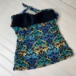 JETS by Jessica Allen Blue Print & Black Halter 2 Piece Bikini Plus Size 14 Photo 2