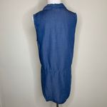 Ellen Tracy  Chambray Sz Large Lace Up Front Collar Tunic Top Photo 1