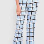 Topshop  Blue Orange Striped Wide Leg Pants Trousers High Rise 6 Photo 0