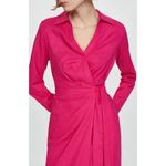 Mango MNG  Linen Wrap Dress Hot Pink Long Sleeve Casual Party Dress Size‎ S Photo 9