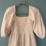 Billabong  Puff Sleeve Tan Stripped Dress Size Large Photo 3