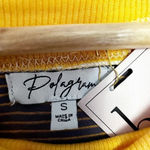 Polagram  | Charcoal Gray Yellow Striped Shirt Dress Tie Waist | Size Small Photo 3