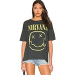 Free People Daydreamer Vintage Black Yellow Nirvana Smiley Oversized T-Shirt Photo 77