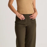 Quince Olive Ultra Stretch Ponte Cropped Wide Leg Pants high rise high rise Photo 0