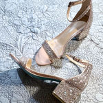 Betsey Johnson  Mari Rhinestone Block Heel Sandals – Size 9W🧡 Photo 0