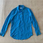 Equipment  100% Silk Button Up Blouse in Electric Blue Size S Photo 2