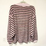 Free People Size Small Pink Black Connell Stripe Faux Fur Top Photo 5