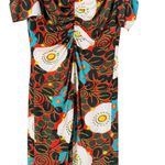 NWT Rhode Maci Floral Print Midi Dress Orange Black Cream Blue, Size 0 Photo 7