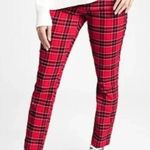 Gap NWOT SIGNAPURE SKINNY ANKLE RED PLAID PANT Photo 1