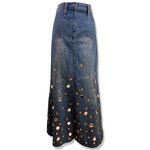 VINTAGE Y2K Revolt Jeans Denim Maxi Mirror Sequin Skirt Blue Size 29 Photo 1