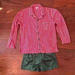 Pajamagram Pajamas Christmas Candy Cane Flannel Top Satin Shorts Size Large Red Photo 9