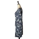 Talbots  Navy Blue And White Woodland Floral Jersey Tie Front Sheath Dress Size M Photo 5