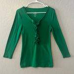 Old Navy ⭐️ bright green long sleeve tshirt with ruffles on chest size medium Photo 0