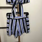 Juicy Couture Keyhole Crop Edgy Blue Black White Striped Top Shorts Size Small Photo 2