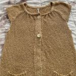margaret o'leary Margaret O’Leary gold tan knit shirt sleeve cardigan with pockets, size L boho Photo 13