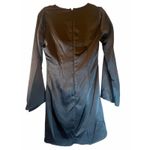 ASTR The Label Black Satin Cold Shoulder Longsleeve Dress Photo 3