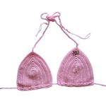 Handmade Nikita Naomi Crochet Swimwear Alize Pink Triangle Bikini TOP Size Small Photo 4