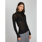 autumn cashmere  Second Skin Sheer Mock Sweater in Black Medium New Knit Top Photo 11