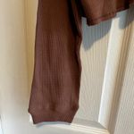 Akaiv Brown Love Waffle Knit Long Sleeve Cropped Top Trendy Animal Print Cute Size L Photo 3