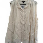 Torrid NEW  Challis Eyelet Blouse Top Size 2 2X Peplum Button Down Ivory Viscose Photo 0