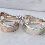 Vintage Clip On Earrings Silver Tone Hoops Photo 5