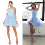 Mac Duggal  20529 Feathered Strapless Tulle Fit And Flare Mini Dress Photo 1