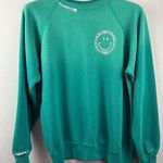 Women’s I.S.M.B.S Medium Teal Crewneck w/ Smiley Face Embroidery Green Photo 0