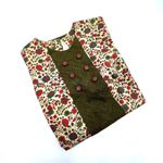 Vintage Handmade Dress Printed Floral Aline 60s Green Red Photo 4