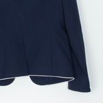 J.Crew Womens Collarless Bi Stretch Wool Blazer Size 2 Blue Trim Career Office Photo 7