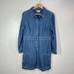 Boden Hattie Denim Chombery Shirt Dress Women's US 10P Blue Long Sleeve Pockets Photo 1