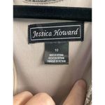 Jessica Howard  Dress Womens 10 Silver Foil-Knit Cowl Neck Side Ruched B63 Photo 1