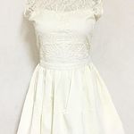 Lace Sheer Neckline Flared Formal Dress White Photo 0