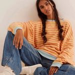 Free People NWOT Classic Striped Oversized Crewneck Photo 0