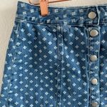 Kendall + Kylie Tile Print Denim Skirt Preppy Trendy Exposed Buttons Jean Skirt Photo 4