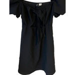 H&M Divided Mini Dress Womens Small Black Short Puff Sleeve Scoop Key Hole Neck Photo 3