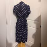Old Navy  Dress Navy Blue Floral Short Sleeve Midi Wrap Dress Spring Brunch Photo 2