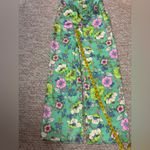 ZARA Women's Suit Trousers M Green Floral Polyester Elastane Dress Pants. E29 Photo 7