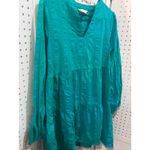 Scoop Tiered Long Sleeve V Neck Dress Teal Green Size Medium Photo 4