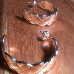 Diamond Cut Ion Plated Rose Gold Stainless Steel Half Hoop Earrings Photo 1