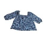 Sanctuary  Floral Boho Puff 3/4 Sleeve Crop Blouse Square Neck Peasant Top Sz M Photo 2