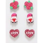 Elegant Wooden valentine Stud Earrings Set Stainless Steel‎ Posts Gold Photo 1