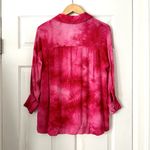 ZARA  Pink Watercolor Tie Dye Button Down Shirt Sz S Photo 3