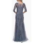La Femme  SLATE Women's Tulle‎ Gown with Lace Applique and Illusion Top 29226 Photo 1