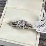 1/5 0.2 Carat Total Weight Diamond Heart Bridal Sterling Silver Set Ring Size 7 Photo 0