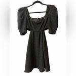 Majorelle Revolve  Tillie black textured puff sleeve cutout babydoll mini dress Photo 3