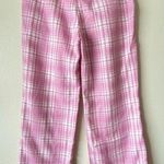 Princess Polly NWOT  Women’s 6 Plaid Pants Pink White Straight Leg Trousers Soft Photo 9