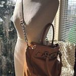 Michael Kors XL Hamilton Crossbody satchel Handbag tan pebble Leather chain Photo 0